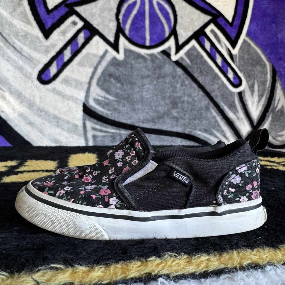 Size 9c - Vans Asher Floral Slip On Shoes Kids